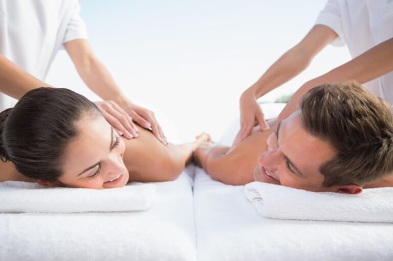 A man and a woman having their Couples massage